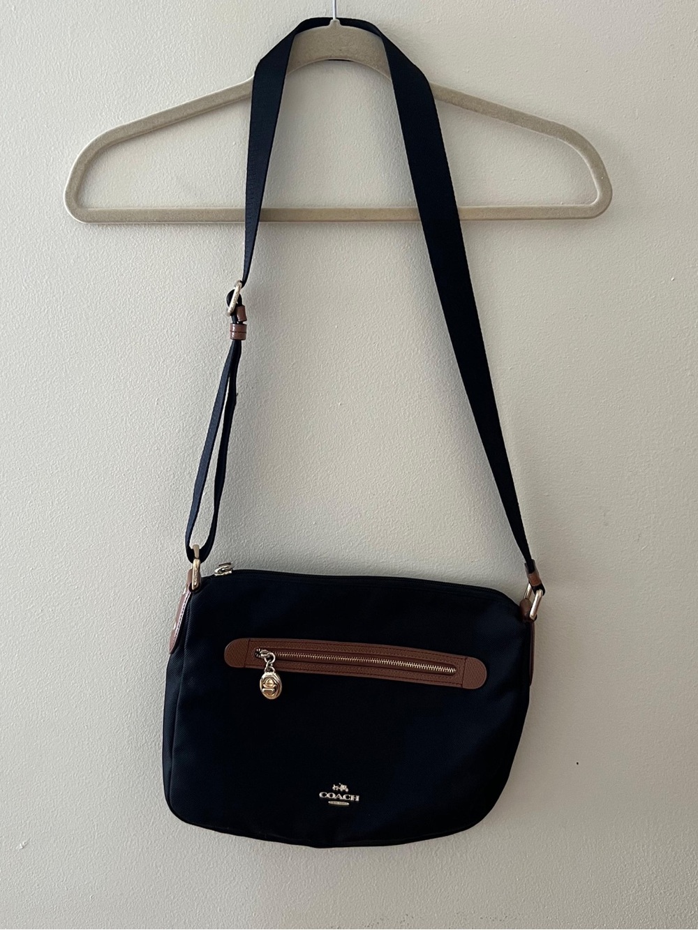 Coach Black Crossbody Bag with Brown Trim